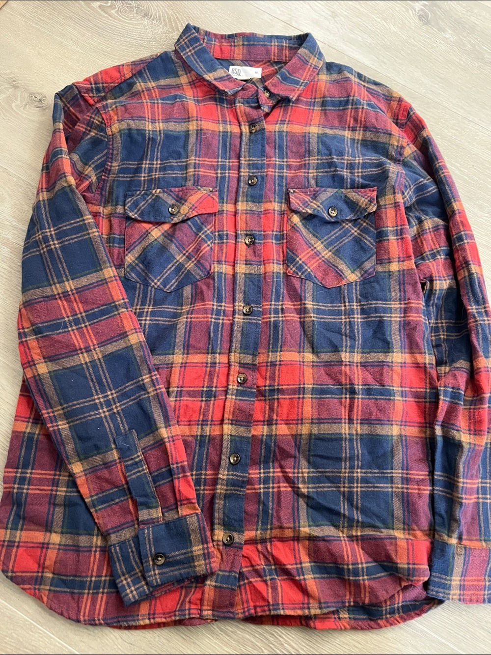 Never worn Men's Red and Navy Plaid Flannel Shirt
